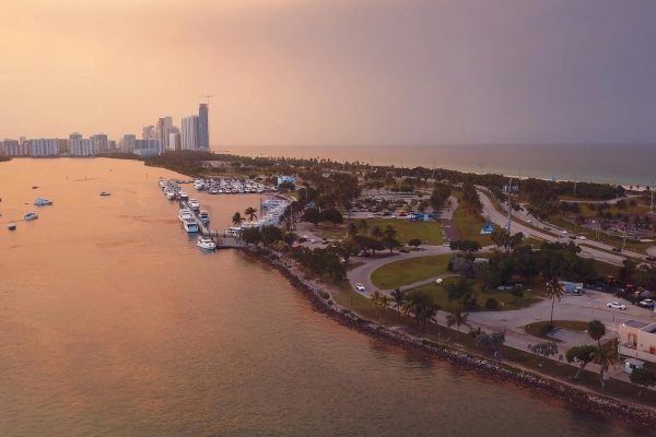 Miami, Florida skyline at sunset