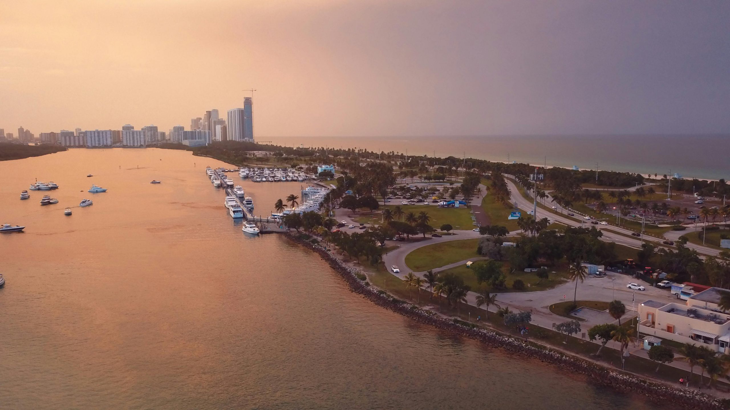 Miami, Florida skyline at sunset